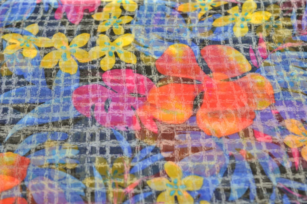 Ткань костюмная Цветочная мозаика