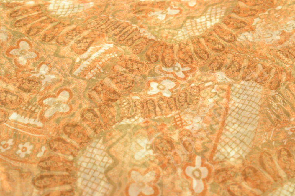 Ткань костюмная в узор оранжевого цвета