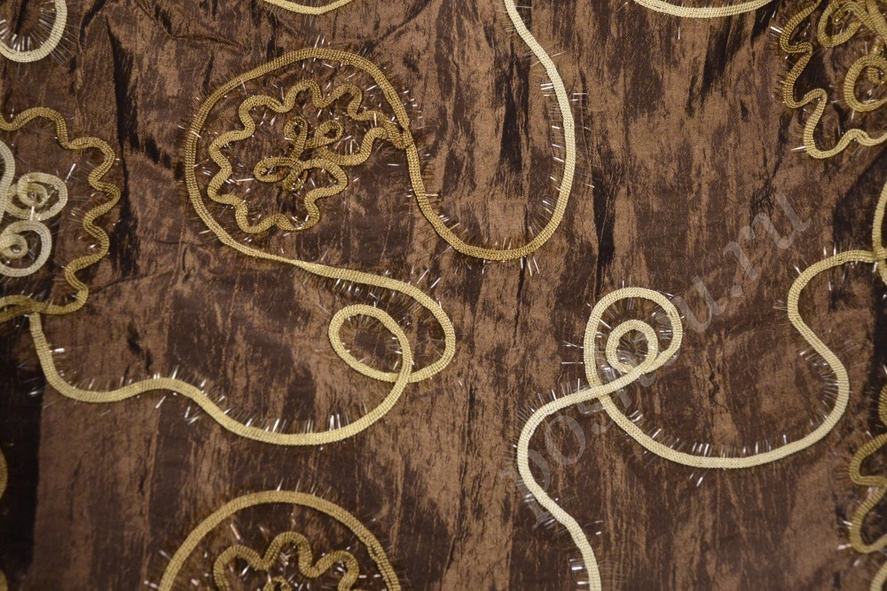 Ткань тафта золотисто-коричневого оттенка с узором