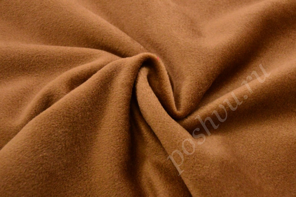 Однотонная песочная пальтовая ткань