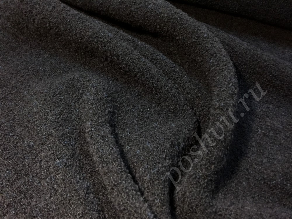 Ткань пальтовая темно-коричневого цвета
