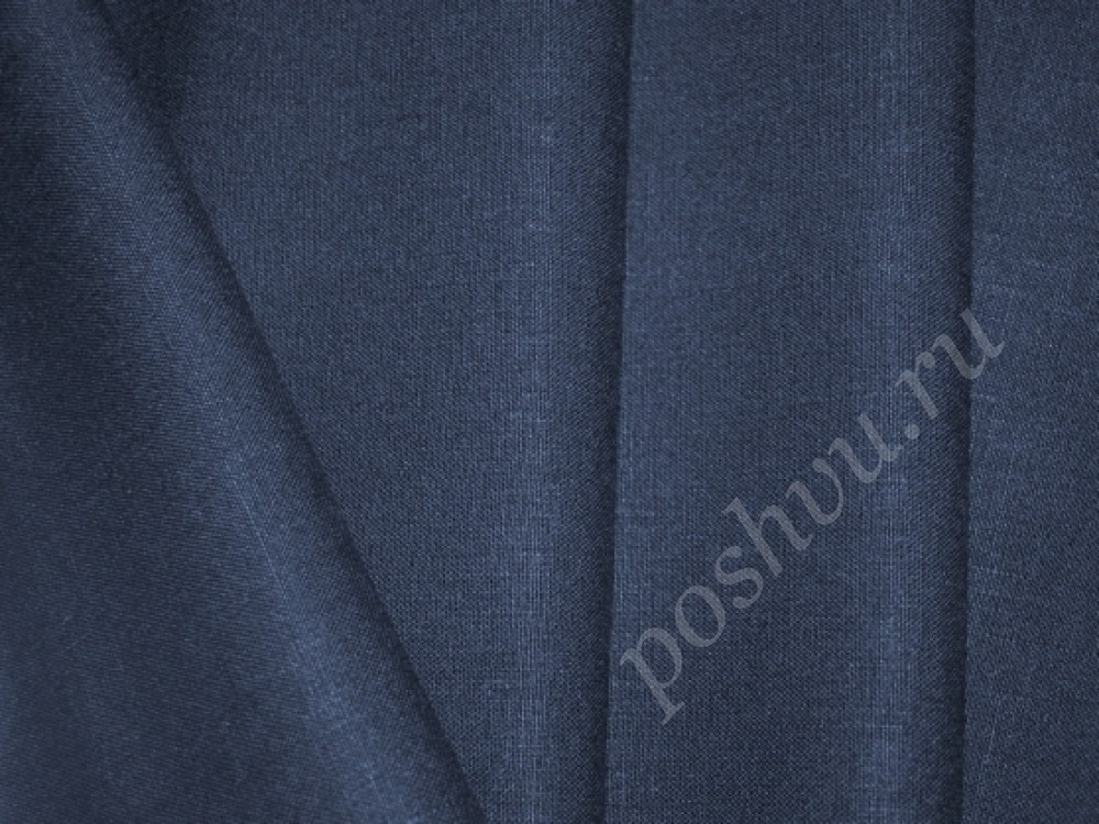 Костюмная льняная ткань "Kari" чернильно-синего цвета