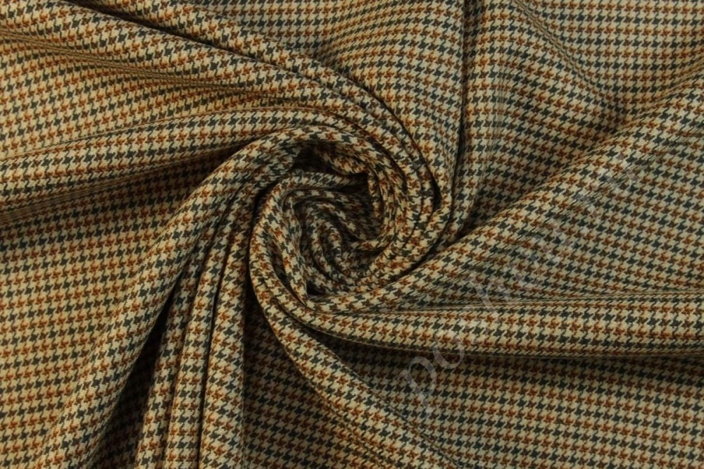 Костюмная ткань коричневого цвета Гусиная лапка
