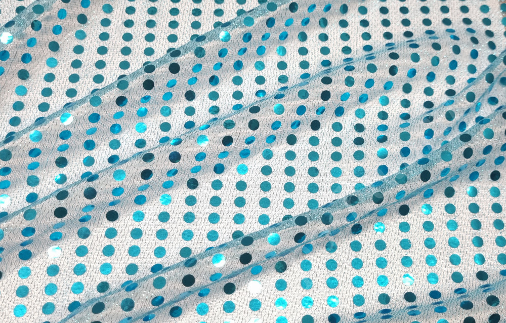 Сетчатая ткань с пайетками, цвет голубой