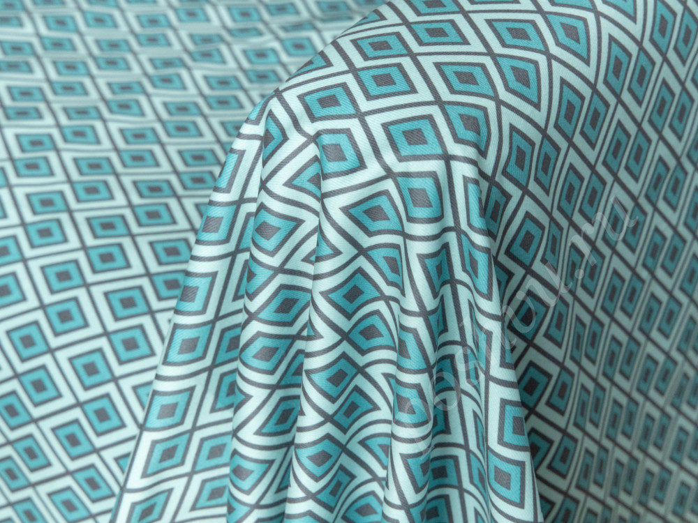 Мебельная ткань принт LIRA бирюзового цвета (210г/м2)