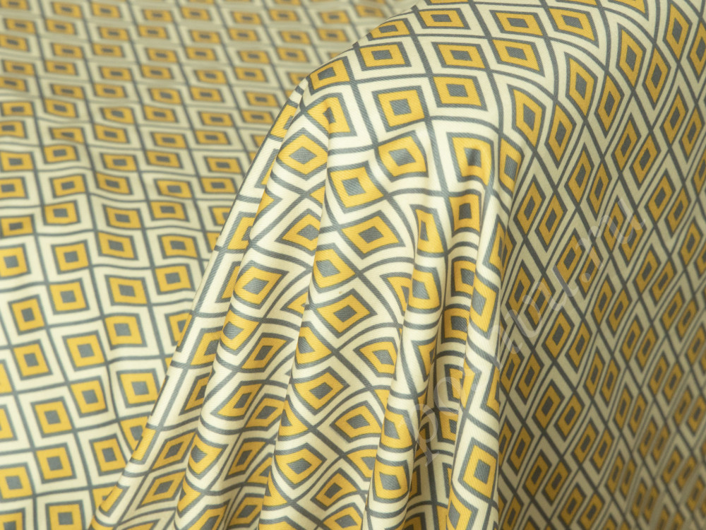 Мебельная ткань принт LIRA желтого цвета (210г/м2)