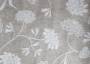 Портьерная ткань жаккард AMARANTA орнамент из белых цветов на сером фоне (раппорт 34х35см)