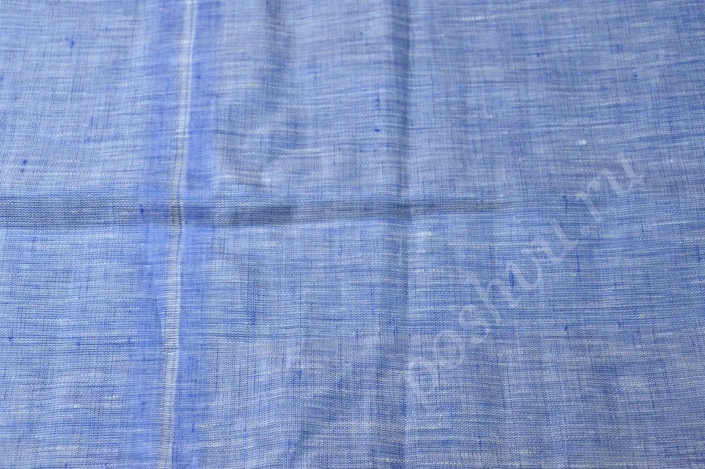 Ткань натуральный лён голубого цвета