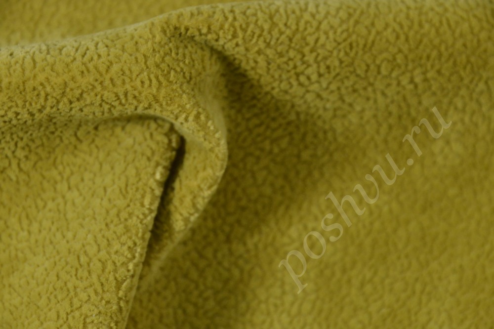 Ткань для мебели флок на флоке Мото оливкового оттенка