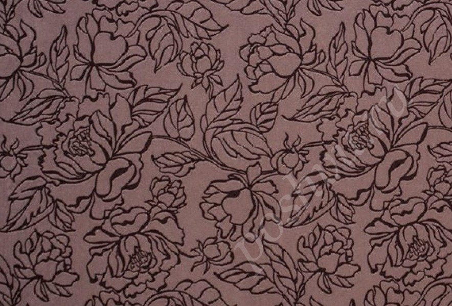 Велюр CAMEO с цветочным принтом кориневого цвета