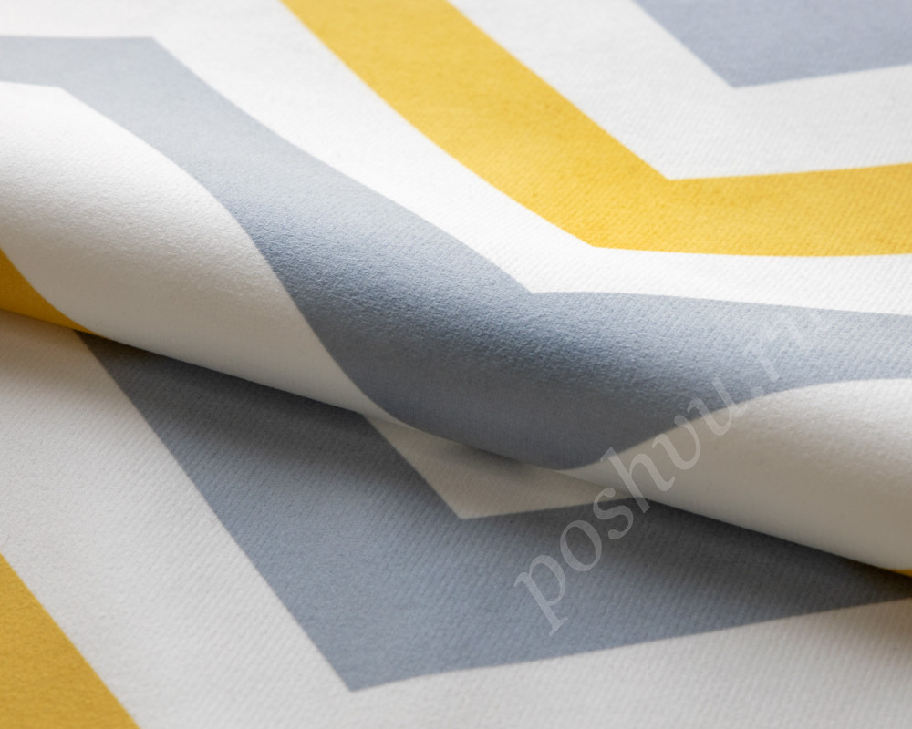 Мебельная ткань RIKKO принт геометрический желтого цвета 210г/м2