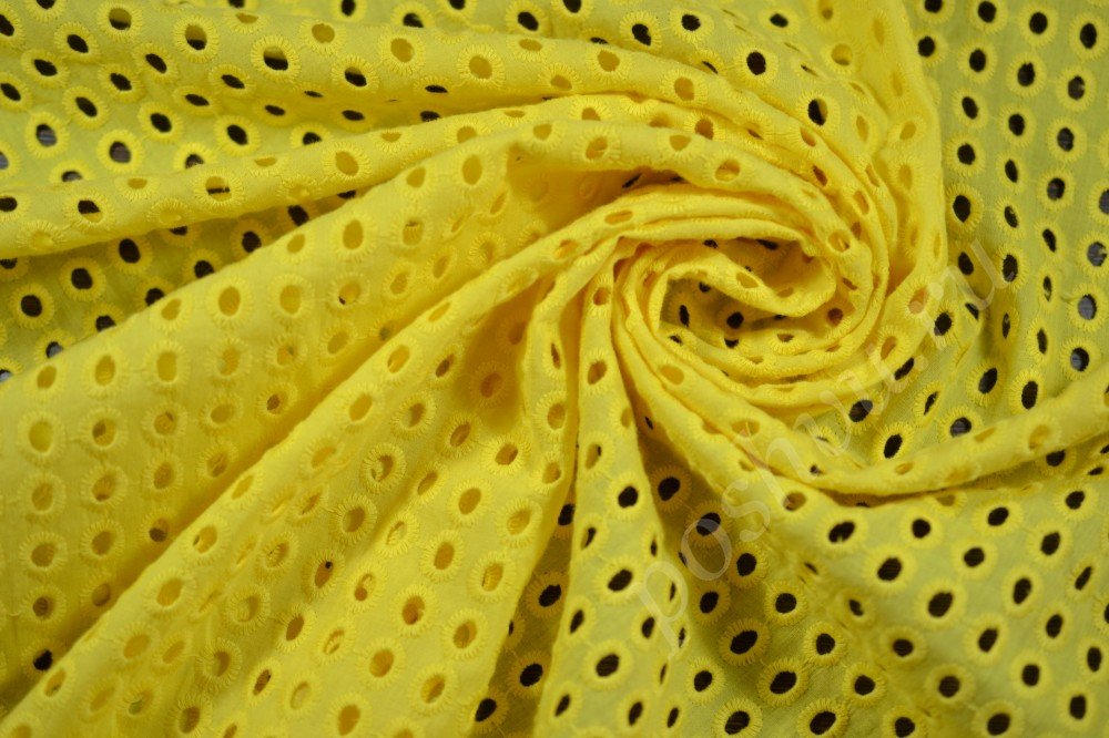 Ткань хлопок шитье Marella желтого оттенка