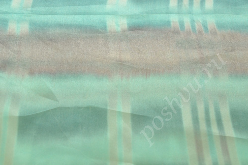 Ткань костюмная светло-бирюзового оттенка в абстрактный рисунок