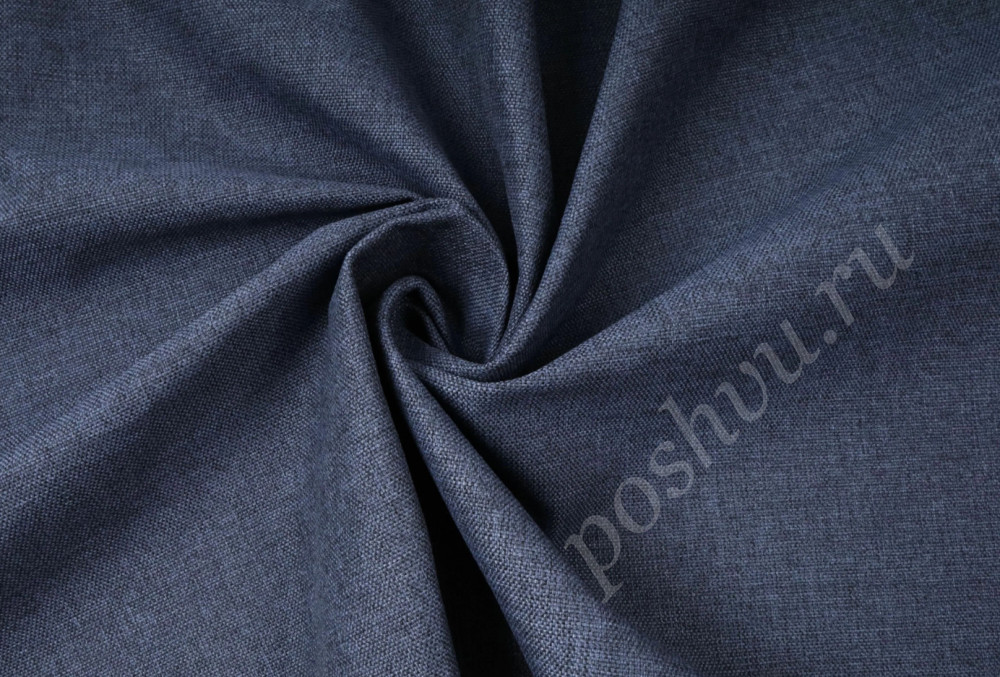 Ткань мебельная рогожка с антистатической обработкой, серо-синего цвета, АСО