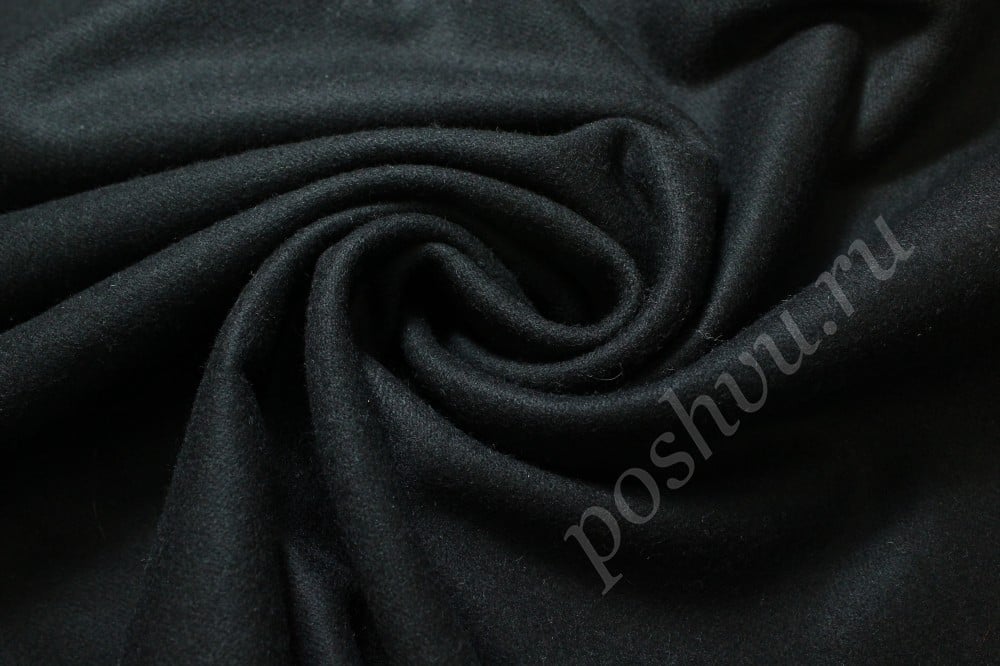 шерстяная пальтовая ткань черного оттенка