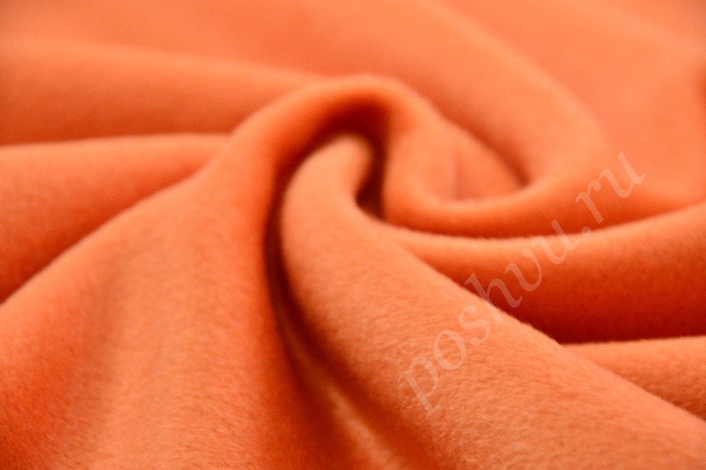 Однотонная пальтовая ткань яркого оранжевого оттенка