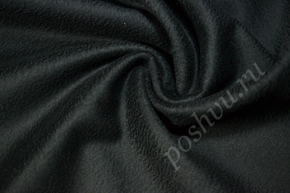 Ткань пальтовая Max Mara черного оттенка с натуральным блеском