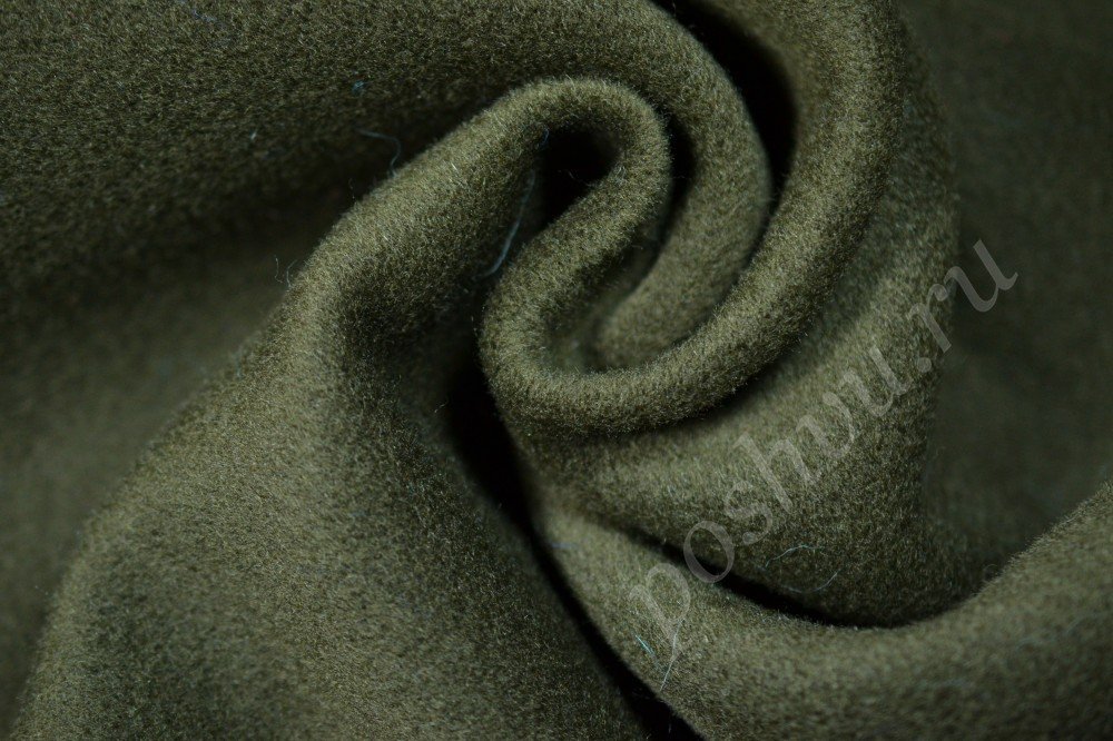 Ткань пальтовая Max Mara темно-оливкового оттенка