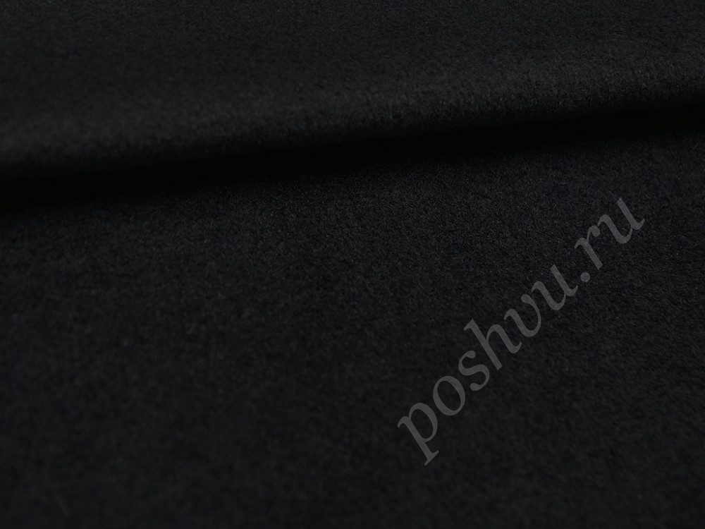 Пальтовая ткань из шерсти, цвет - черный
