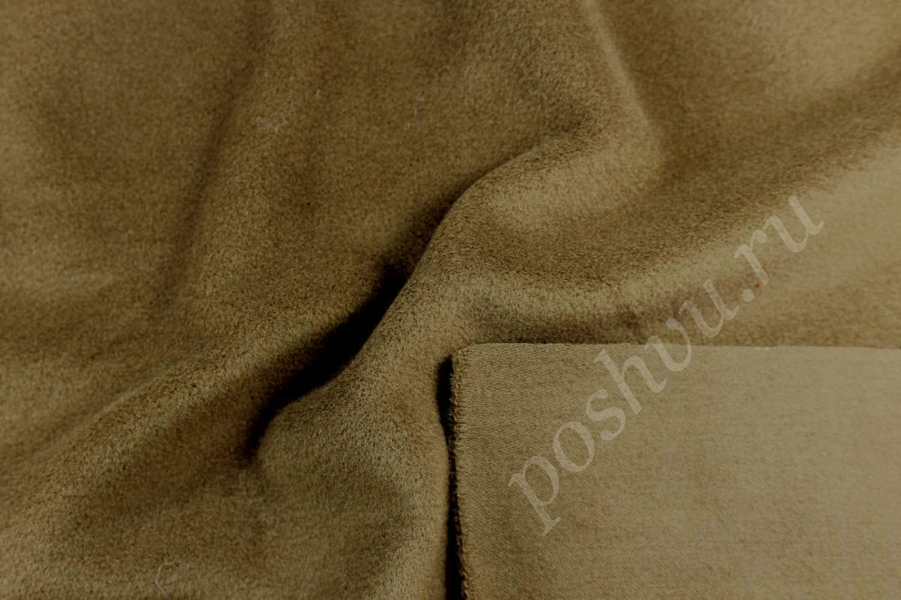 Пальтовая шерстяная ткань светло-коричневого цвета 
