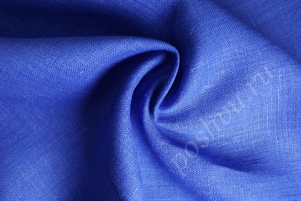 Ткань натуральный лён ярко-синего цвета