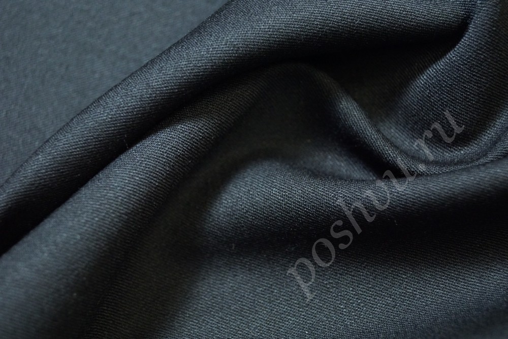 Ткань костюмная сине-черного оттенка