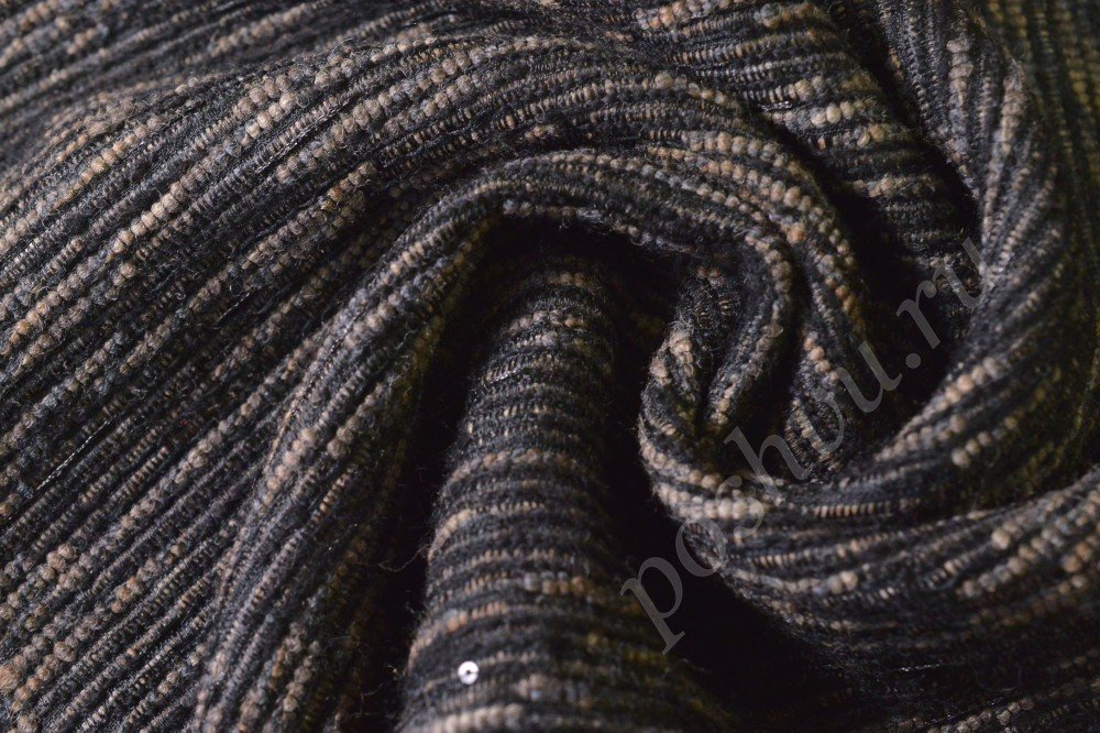 Костюмная ткань чёрного цвета с коричневыми полосками