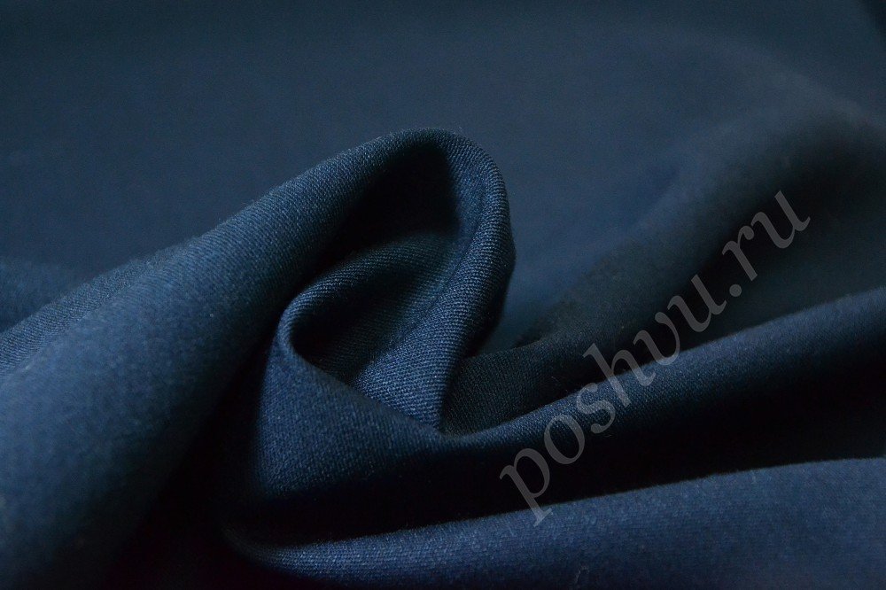Ткань костюмная насыщенного темно-синего оттенка