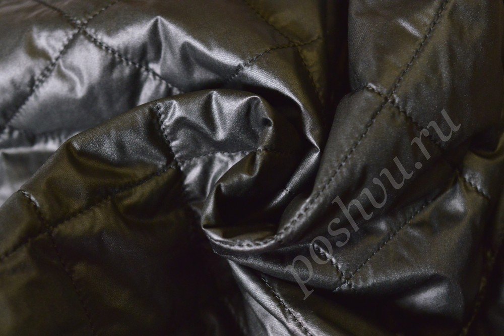Ткань пальтовая стеганная черного цвета