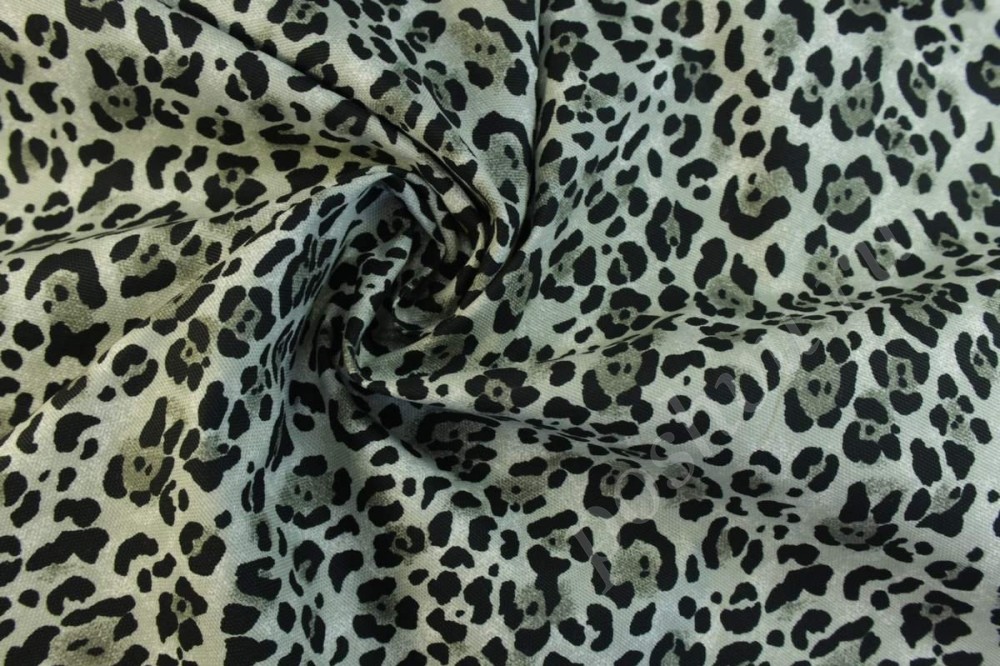 Джинсовая хлопковая ткань с леопардовым принтом