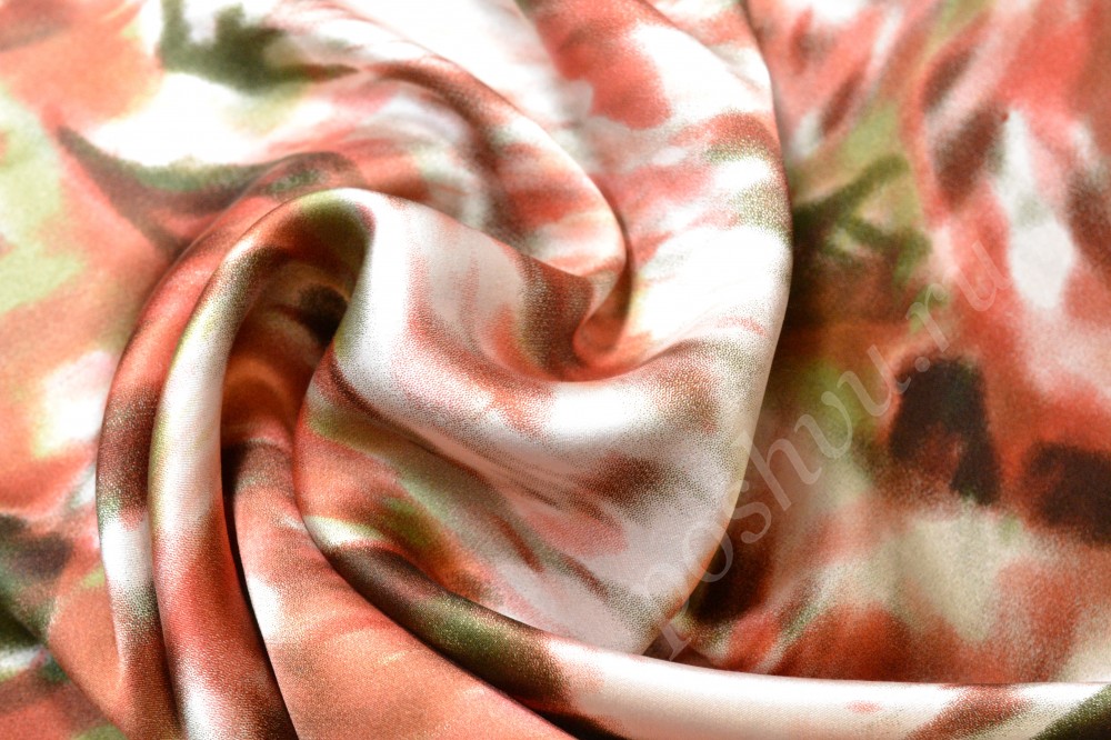 Ткань шелк в розово-белые пятна