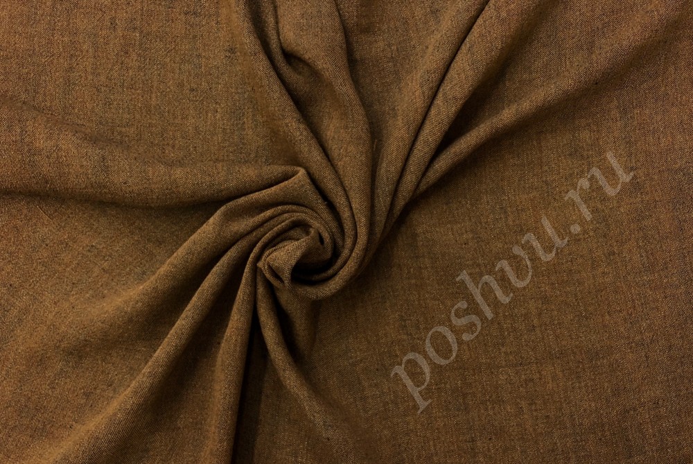 Полупрозрачная льняная ткань коричневого цвета