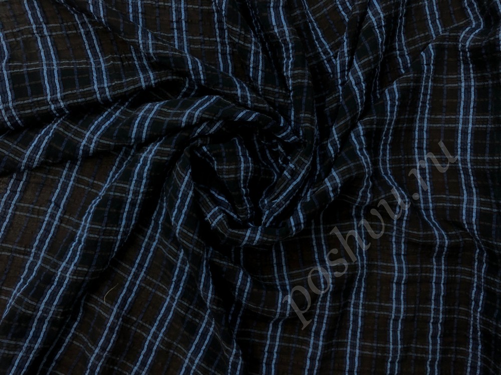 Вискоза с хлопком черно-синяя в полоску