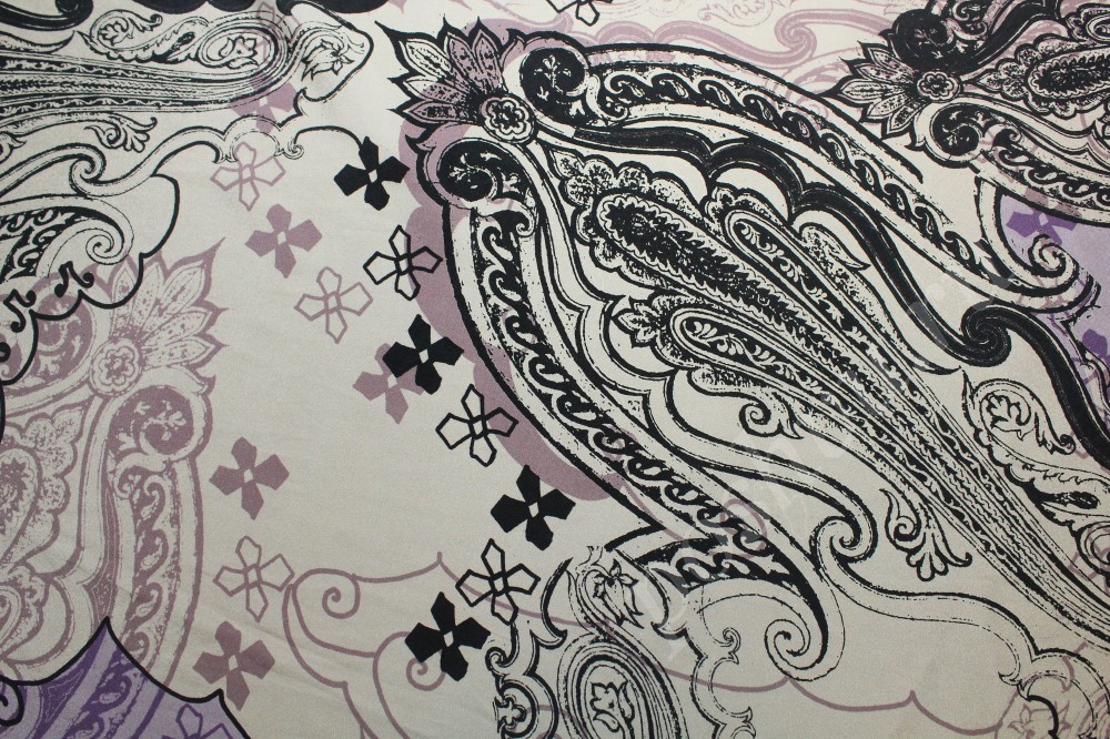 Ткань шелк серо-фиолетового оттенка с узором Dolce&Gabbana