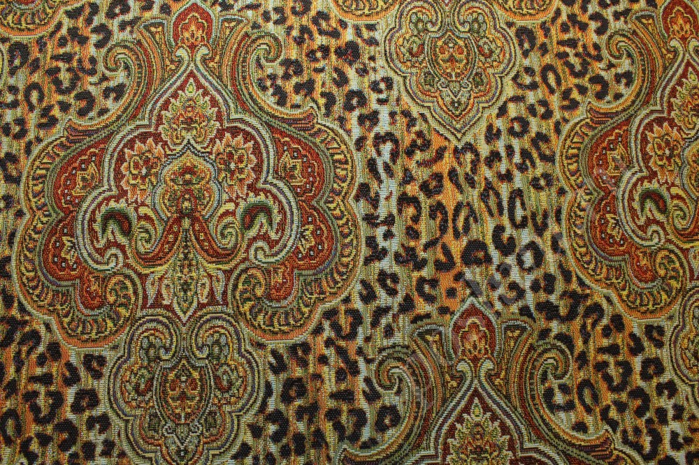 Ткань гобелен ПРЕМИУМ, 150 см, в коричневом оттенке с изящным орнаментом