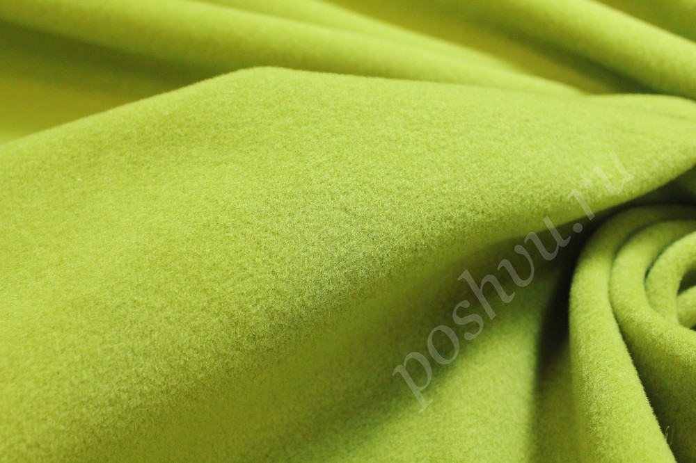 Ткань шерсть пальтовая зелено-лаймового оттенка