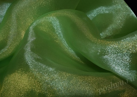 Ткань органза желто-зеленого оттенка