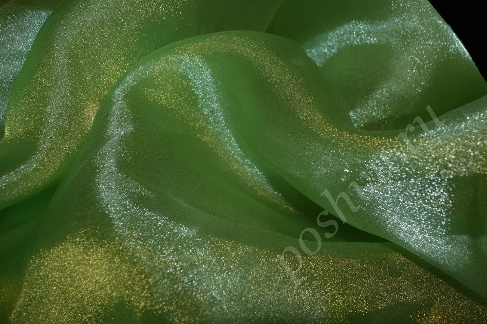 Ткань органза желто-зеленого оттенка