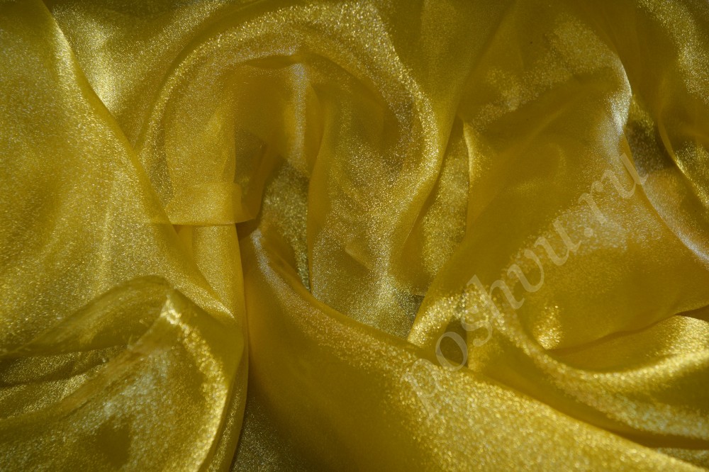 Ткань желтая полупрозрачная органза