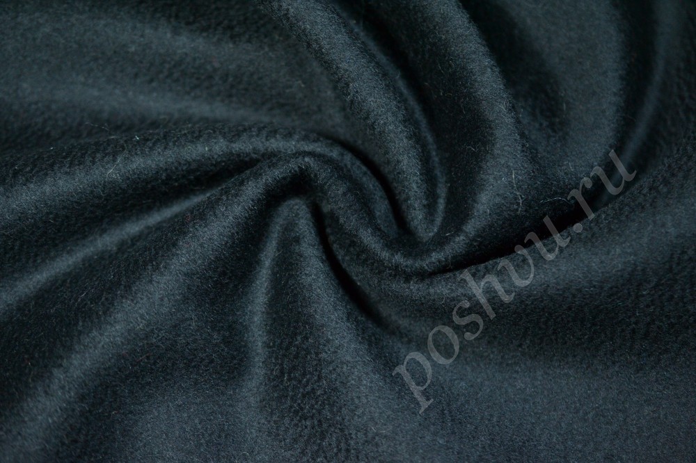 Пальтовая ткань Max Mara черного оттенка с темно-синим отливом