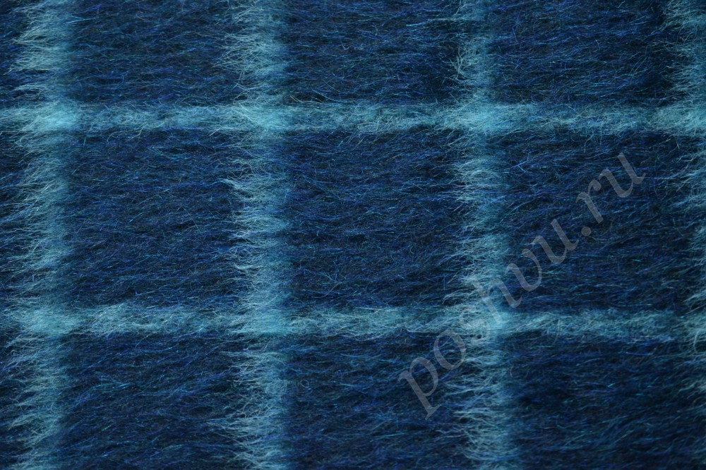 Пальтовая ткань Max Mara в сине-голубую клетку