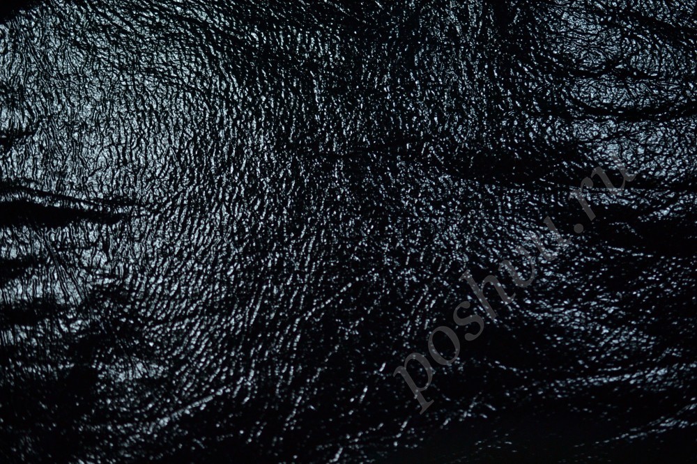 Ткань экокожа Max Mara черного оттенка с блеском