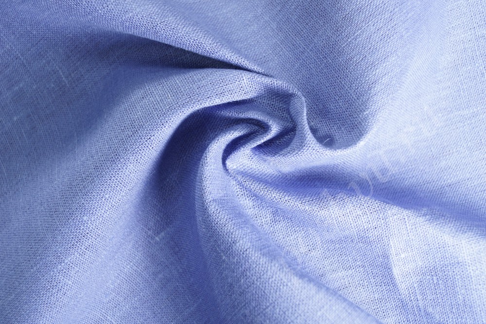 Плотная натуральная льняная ткань голубого цвета