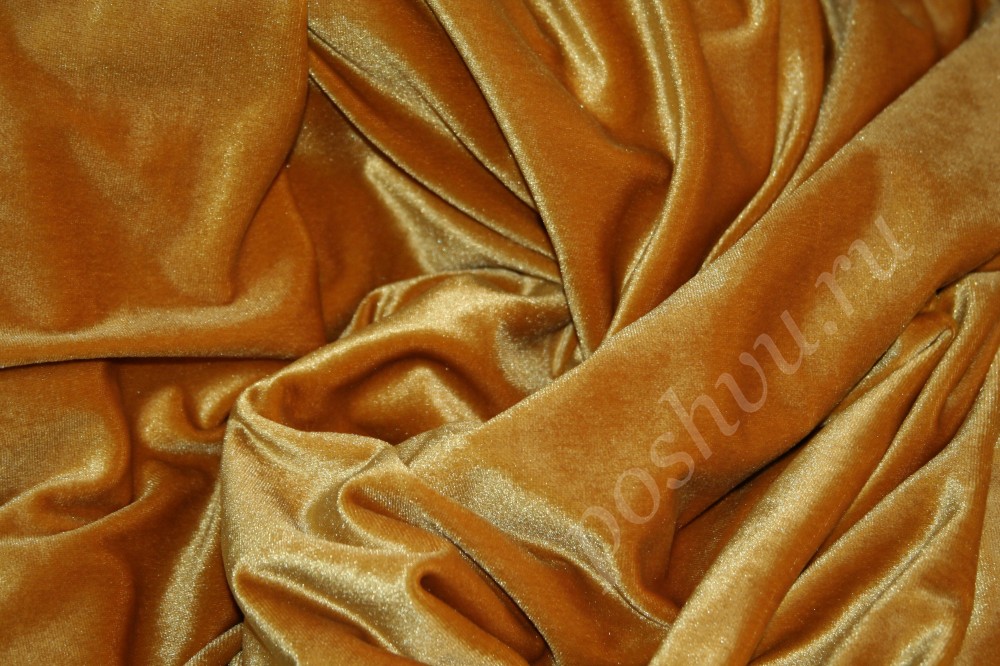 Ткань бархатная золотистая Карамель со скидкой