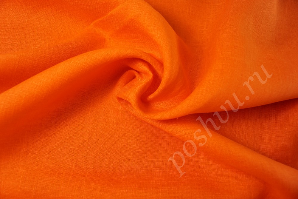 Ткань лен натуральный для постельного белья оранжевого оттенка