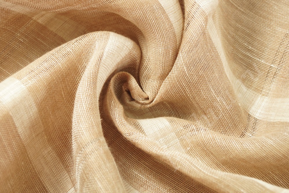 Ткань лен натуральный для занавесок бежевого оттенка