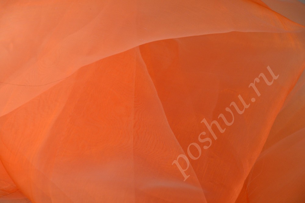Ткань тонкая оранжевая органза со скидкой