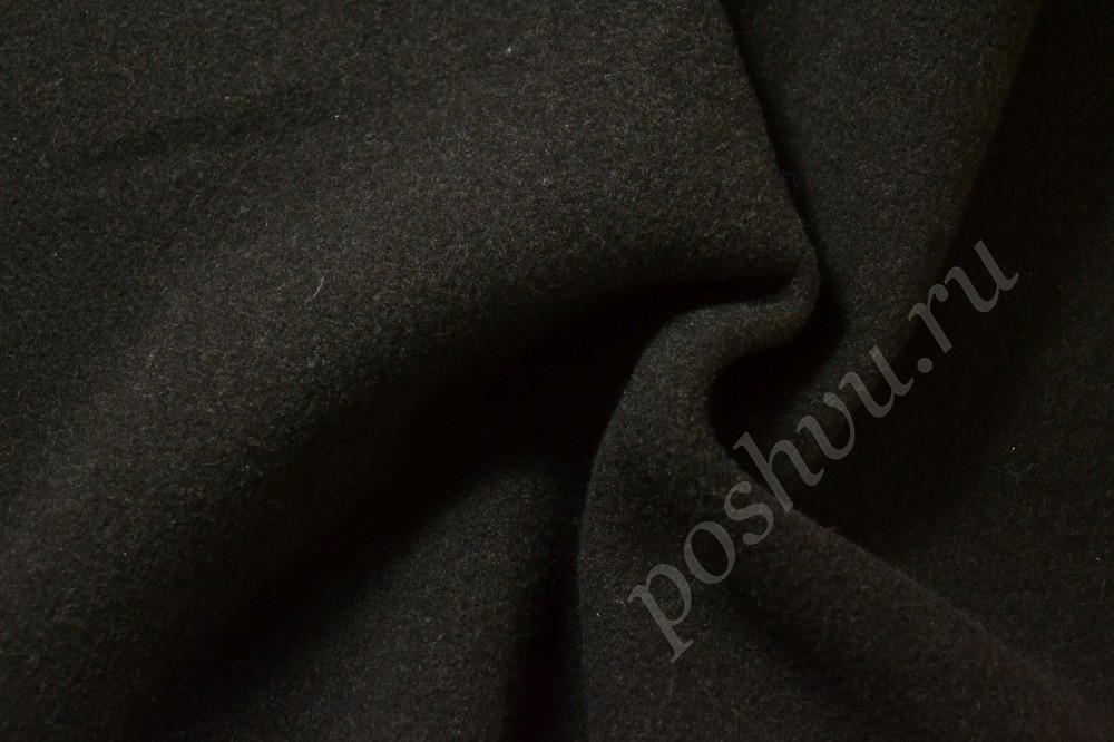 Ткань пальтовая черного оттенка двухсторонняя