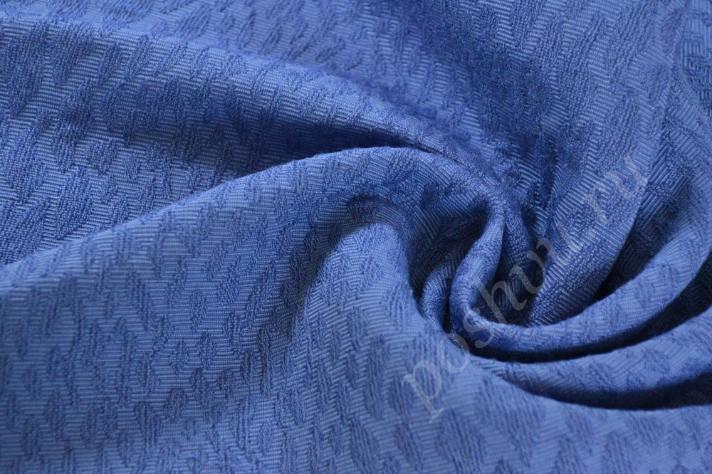 Ткань жаккард синего оттенка с тиснением