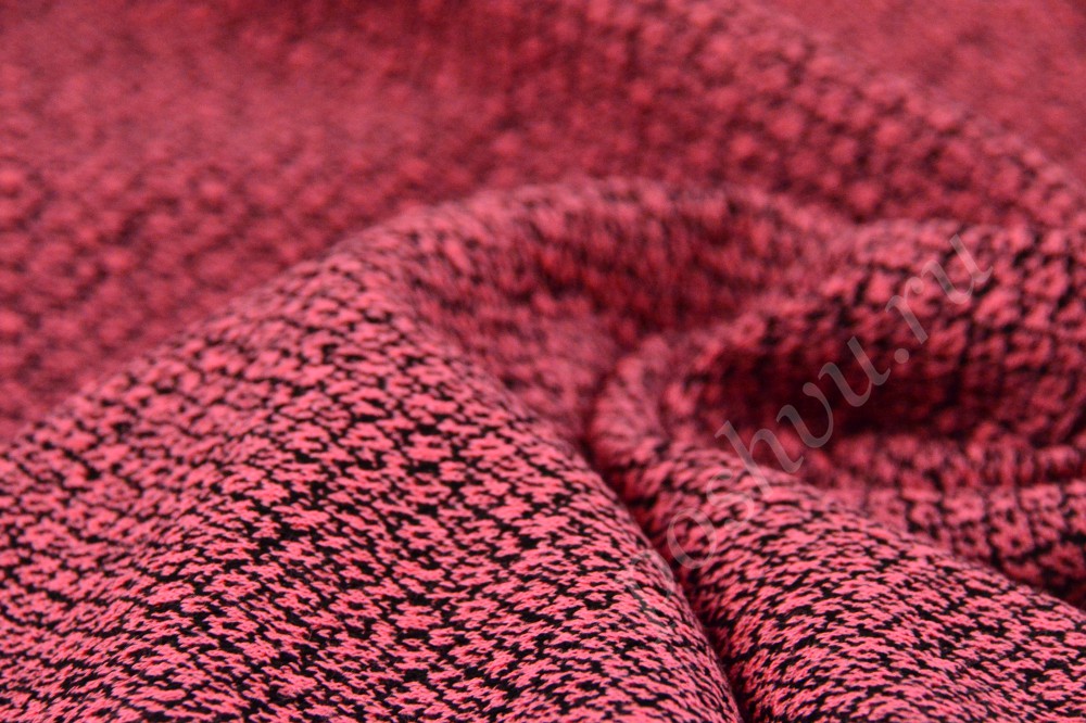 Чёрно-розовая плотная жаккардовая ткань